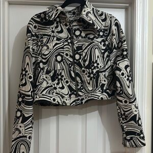 Hell Bunny Black and White Patterned Bomber Jacket